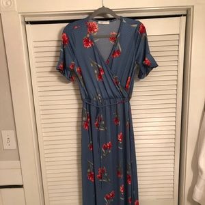 Midi Blue Floral Dress
